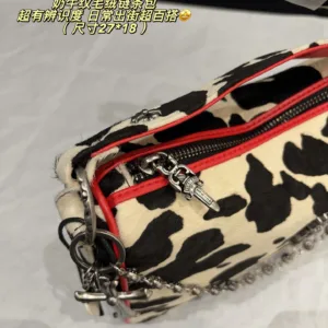 Chrome Hearts cow patterned horsehair chain Tote handbags