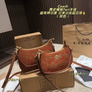 Coach Teri suede cherry embroidered armpit bag