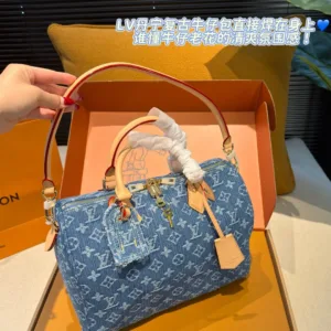 LV denim pillow 14430 tote hand bags