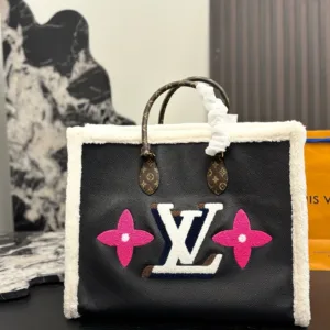 LV teddy fur shopping Tote Hand Bags