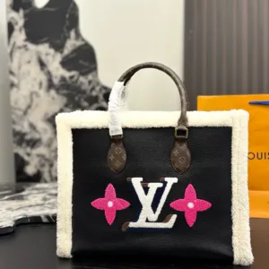 LV teddy fur shopping Tote Hand Bags