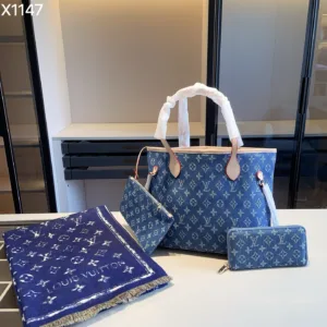 LV denim shopping bag scarf wallet X1147 combination