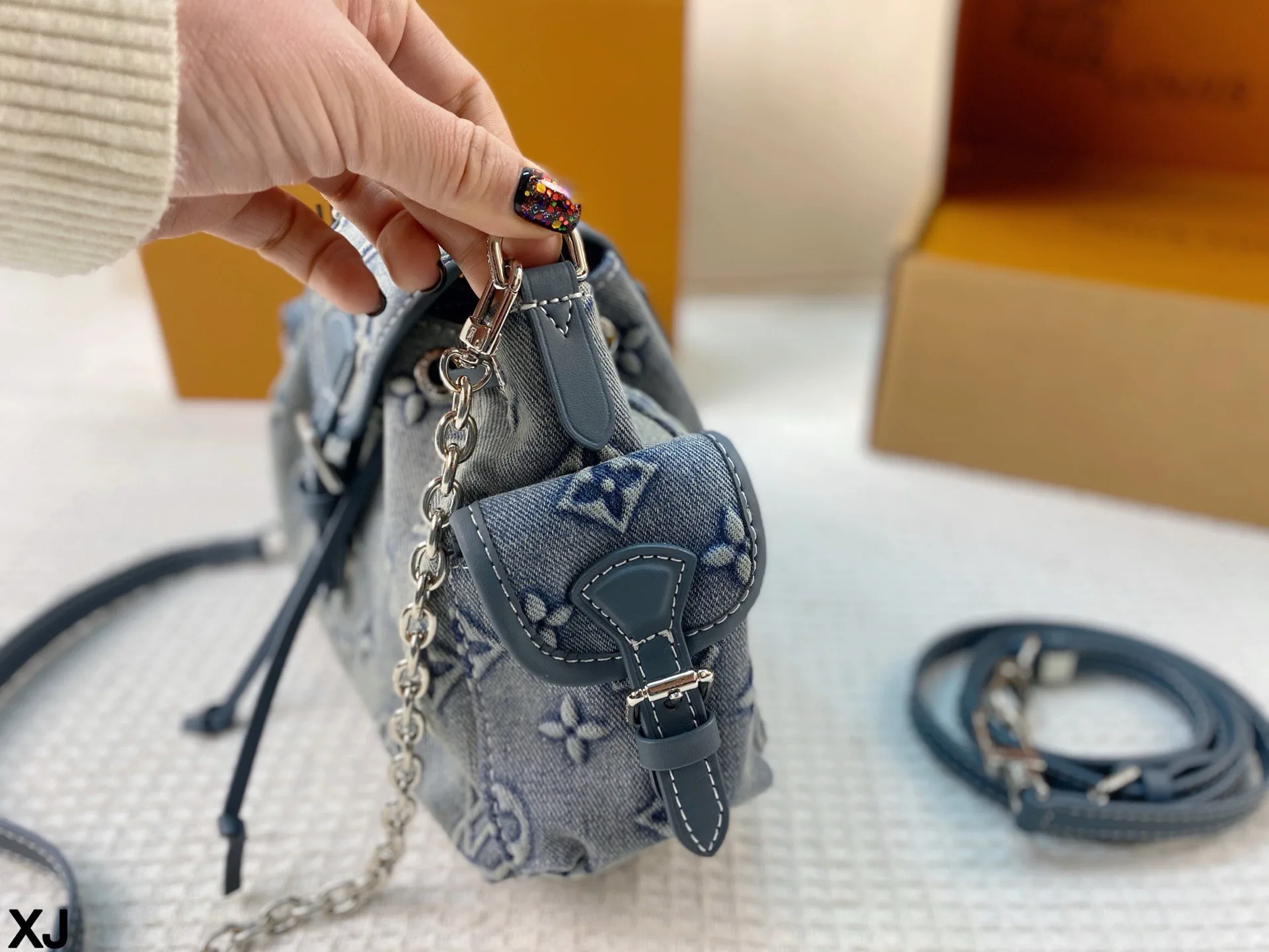 LV Odyssey washed denim shoulder Tote Hand Bags - Image 8