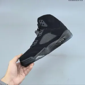 Air Jordan 5 Retro “Black Cat” high top black cat sneakers