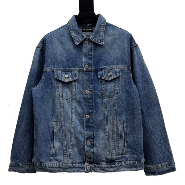 Balenciaga Letter Print Loose Washed unifit Denim Coat - balenciaga, body, Denim, loose, washed