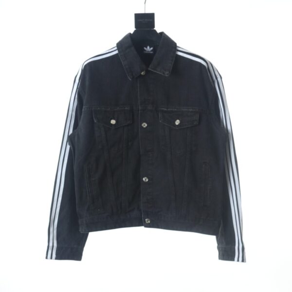 Balenciaga adidas Joint Originals 23SS co-branded striped ripped denim jacket - adidas, balenciaga, Denim, jacket, joint