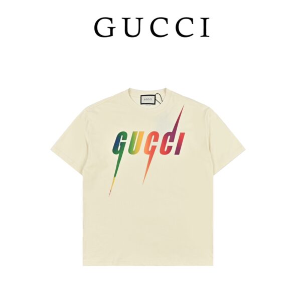 Gucci 23ss gradient rainbow lightning short sleeves - effect, gradient, gucci, lightning, printing