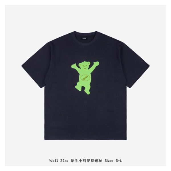 WE11DONE 22ss raised hands bear print short sleeves - bear, fabric, printing, short, WE11DONE