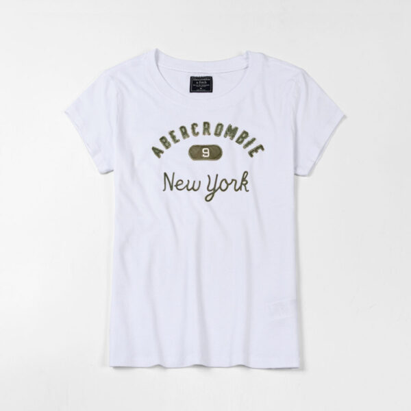 Abercromble 9 New York white t-shirts - A&fitch, abercrombie&fitch, abercromble, AF, AF girl's Tshirts, AF shorts Sleeved Tshirts, AF women's Tshirts, chest, fitch, girl, length, new, shoulder, t-shirts, tshirts, white, york