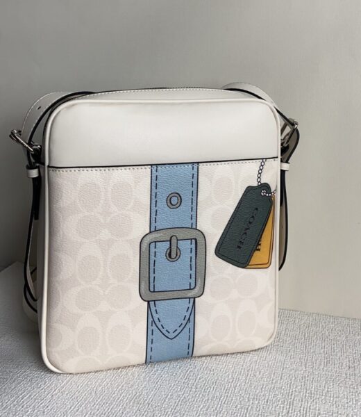 Coach CH220 PVC leather graffiti zipper crossbody small square bags - bag, bags, ch220, coach, coach handbag, crossbody, graffiti, hand, leather, pvc, small, square, tote, zipper