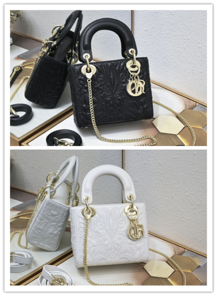 Christian Dior M0538 three cell embossed Ornamental pattern tote hand bags - bags, cell, christian, dior, embossed, hand, m0538, ornamental, pattern, three, tote, women's