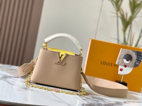 Louis Vuitton M20845 Apricot Flower Three Piece Capuchines MiNi Handbag - apricot, bags, capuchines, flower, handbag, louis, m20845, mini, piece, three, vuitton, women's