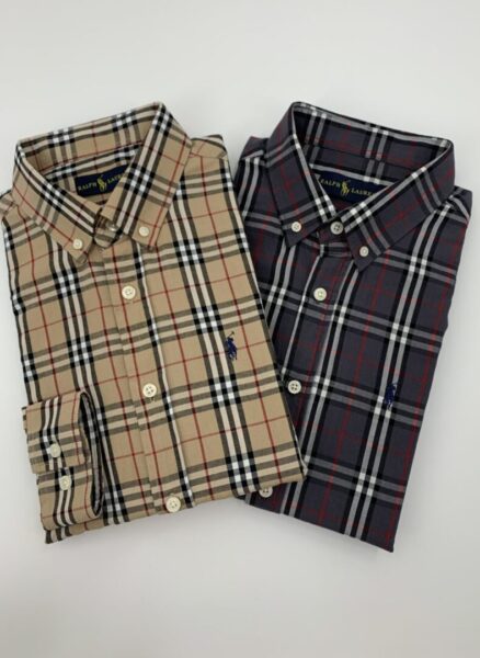 Ralph lauren polo Cotton long sleeved Soft washing fabric Striped plaid shirt - boy, cotton, fabric, lauren, long, plaid, polo, ralph, shirt, shirts, sleeved, soft, striped, washing