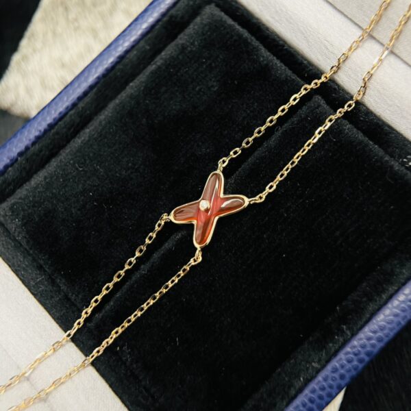 CHAUMET C222 Paris Knot Collection Natural Red Agate Cross Bracelet - agate, bracelet, c222, chaumet, collection, cross, knot, natural, Necklace, paris, red