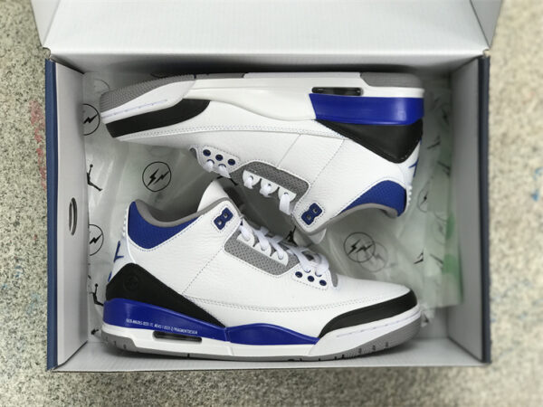 Air Jordan 3 x Fragment design Hiroshi Fujiwara White Blue Lightning DA3595-105 - air, blue, da3595-105, design, fragment, fujiwara, hiroshi, jordan, lightning, sneakers, white
