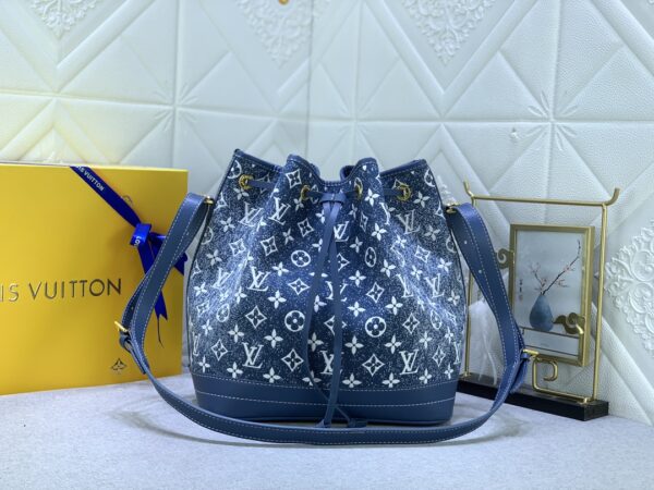 Louis Vuitton M59606 Denim Blue Petit Noé Bucket Bag - bag, bags, blue, bucket, Denim, louis, m59606, noe, petit, vuitton, women's