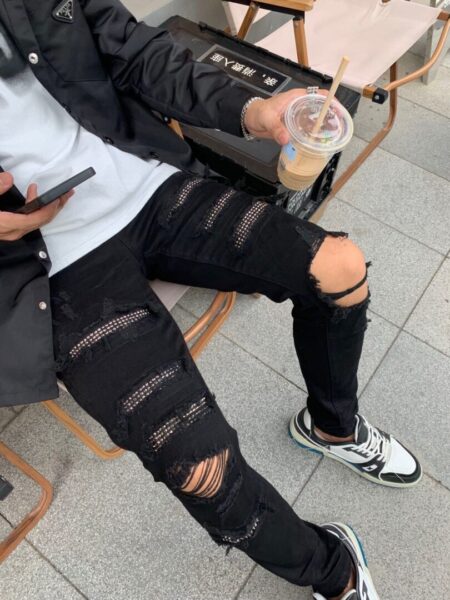 Emporio Armani Boys' Paint splatter hole patch DMG55401350-8 denim Jeans - armani, boy, boys’, Denim, emporio, handmade, Jeans, pants