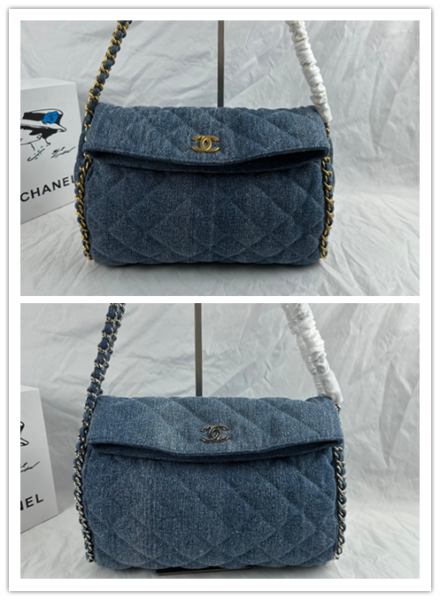 Chanel Chain Denim Tote Bag - bag, bags, chain, Chanel, Denim, tote, women's