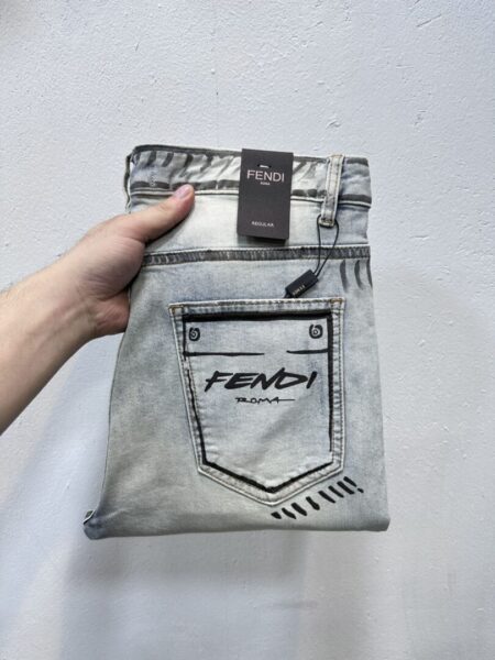 Fendi Boys' Straight Leg FR001350 3D Denim long pants Jeans - boy, boys’, Denim, dmjj801450, fendi, fr001350, Jeans, leg, long, louis, pants, straight, vuitton