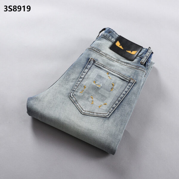 Fendi Boys' Straight Leg M88770950 blue 3D Denim long pants Jeans - blue, boy, boys’, Denim, fendi, Jeans, leg, long, m88770950, pants, straight