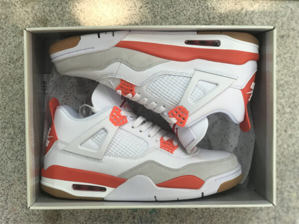 Nike SB x Air Jordan 4 White Orange Co-branding DR5415-108 footwear - air, co-branding, dr5415-108, footwear, jordan, nike, orange, sneakers, white