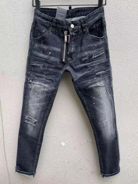 DSQ Boys' Handmade Perforated Series Wash Cotton Stretch CD001200 Jeans - boy, boys’, cd001200, cotton, dsq, handmade, Jeans, pants, perforated, series, stretch, wash