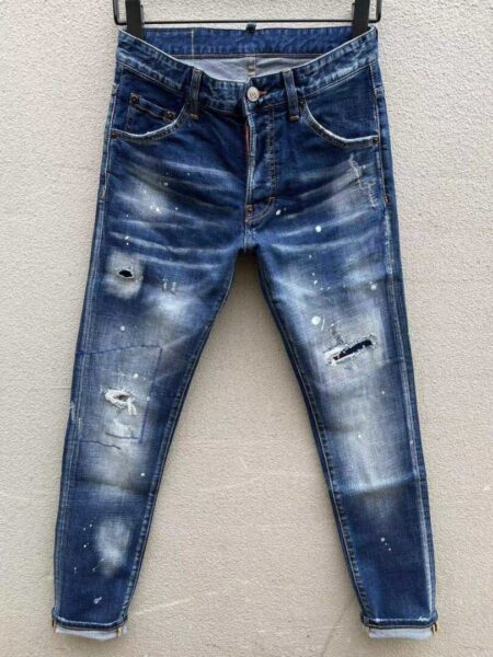 DSQ Boys' Handmade Perforated Series Wash Cotton Stretch CG001200 Jeans - boy, boys’, cg001200, cotton, dsq, handmade, Jeans, pants, perforated, series, stretch, wash