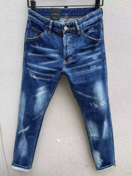 DSQ Boys' Handmade Perforated Series Wash Cotton Stretch IO001200 Jeans - boy, boys’, cotton, dsq, handmade, io001200, Jeans, pants, perforated, series, stretch, wash