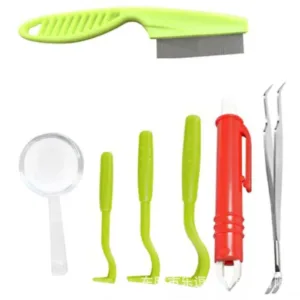 Pet Tick Hook Flea Comb Killer for Cats and Dogs full set - comb, flea, hook, pet, tick