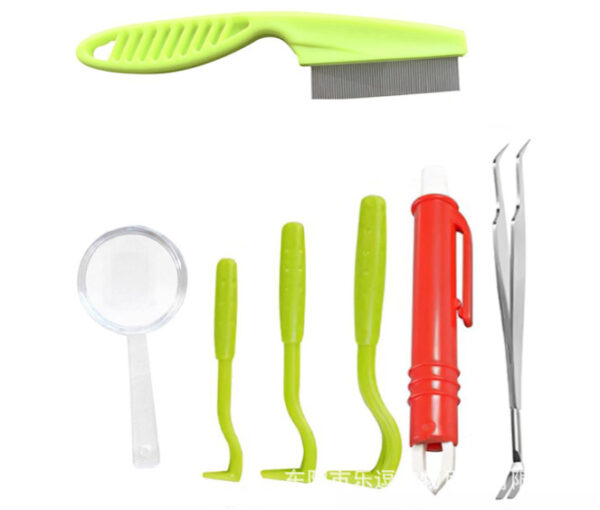 Pet Tick Hook Flea Comb Killer for Cats and Dogs full set - comb, flea, hook, pet, tick