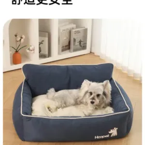 Pet dog bed warm in winter removable washable no-fuzzy suitable corgi French bulldog cat bed universal - blue, nest, removable, warm, washable