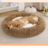 New Kennel Round Pet Nest Dog Bed Winter Insulation cat Supplies - brown, fur, m53, rabbit, striped