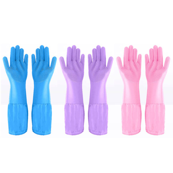 Household silicone pet bathing gloves brush cats dogs anti-scratch anti-bite thickened suitable kitchen chores cleaning dishwashing wholesale available - blue, extended, length, pet, velvet