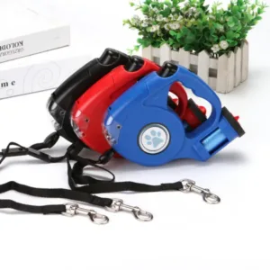Pet Retractor Extendable Lead Dog Home Use Traction Belt Automatic Leash Light Trash Bag in One - button, dog, leash, pet, retractable