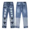 AMIRI FED9110 AMIRI New Water Wash Distressed Letter Embroidery High Street Skinny Jeans - AMIRI, AMIRI denim jeans, AMIRI jeans, amiri pants, Denim, denim jeans pants, fed9110, Jeans, jeans pants, pants, vintage, water