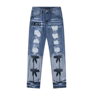AMIRI FED9110 AMIRI New Water Wash Distressed Letter Embroidery High Street Skinny Jeans