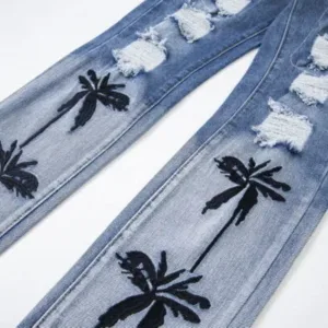 AMIRI FED9110 AMIRI New Water Wash Distressed Letter Embroidery High Street Skinny Jeans