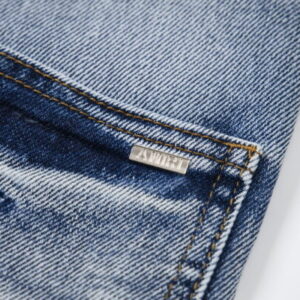 AMIRI FED9110 New Water Soaked Vintage Destroyed Letter Embroidery High Street Skinny Jeans