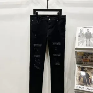 AMIRI New unisex denim jeans with washed holes and loose leather K1070 - AMIRI, AMIRI denim jeans, AMIRI jeans, amiri pants, Denim, denim jeans pants, Jeans, jeans pants, pants, vintage, water