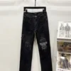 AMIRI New denim jeans with washed holes and loose leather unisex black pants K1110 - AMIRI, AMIRI denim jeans, AMIRI jeans, amiri pants, Denim, denim jeans pants, Jeans, jeans pants, pants, vintage, water