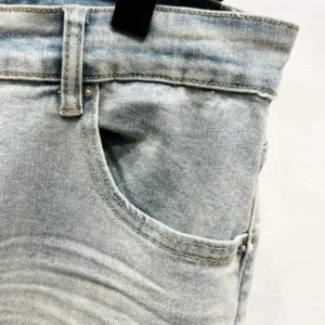 AMIRI Inkjet Hot Stamping White Diamond Water Wash Distressed Hole High Street Slim Fit Jeans Pants K1220