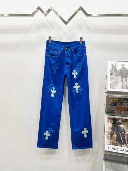 Chrome Hearts C002 CH Co branded Drak Miami Blue Jeans - chrome, Chrome Hearts, Chrome Hearts denim, Chrome Hearts denim jeans, Chrome Hearts denim pants, Chrome Hearts jeans, Chrome Hearts jeans pants, Chrome Hearts pants, Denim, denim jeans pants, hearts, Jeans, jeans pants, pants