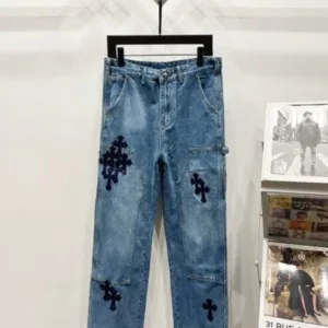 Chrome Hearts K1030 New 2025 Croco Heart Jeans - chrome, Chrome Hearts, Chrome Hearts denim, Chrome Hearts denim jeans, Chrome Hearts denim pants, Chrome Hearts jeans, Chrome Hearts jeans pants, Chrome Hearts pants, Denim, denim jeans pants, hearts, Jeans, jeans pants, pants