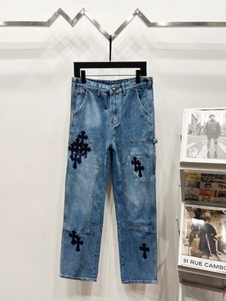 Chrome Hearts K1030 New 2025 Croco Heart Jeans - chrome, Chrome Hearts, Chrome Hearts denim, Chrome Hearts denim jeans, Chrome Hearts denim pants, Chrome Hearts jeans, Chrome Hearts jeans pants, Chrome Hearts pants, Denim, denim jeans pants, hearts, Jeans, jeans pants, pants