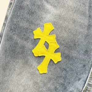 Chrome Hearts K1170 High-end Crocodile Heart Blue Yellow Leather Cross-Croshed Jeans Trendy Uncle’s Same Model