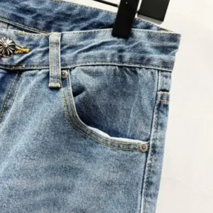 Chrome Hearts K1170 High-end Crocodile Heart Blue Yellow Leather Cross-Croshed Jeans Trendy Uncle’s Same Model