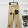 Chrome Hearts K500 Angelababy's Cross-stitched Leather Jeans and Workwear Logging Pants - chrome, Chrome Hearts, Chrome Hearts denim, Chrome Hearts denim jeans, Chrome Hearts denim pants, Chrome Hearts jeans, Chrome Hearts jeans pants, Chrome Hearts pants, cross, Denim, denim jeans pants, hearts, Jeans, jeans pants, pants