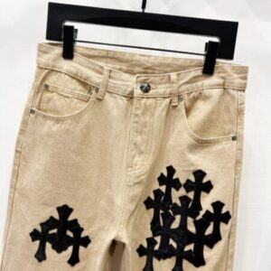 Chrome Hearts K500 Angelababy’s Cross-stitched Leather Jeans and Workwear Logging Pants