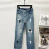Chrome Hearts K530 Urban Limited Series Sanskrit Cross Patchwork Leather Jeans - chrome, Chrome Hearts, Chrome Hearts denim, Chrome Hearts denim jeans, Chrome Hearts denim pants, Chrome Hearts jeans, Chrome Hearts jeans pants, Chrome Hearts pants, Denim, denim jeans pants, hearts, Jeans, jeans pants, pants