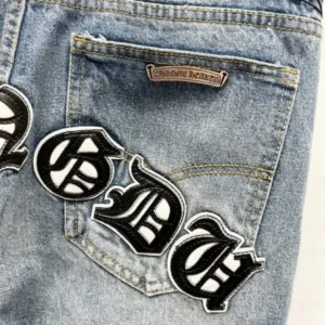 Chrome Hearts K530 Urban Limited Series Sanskrit Cross Patchwork Leather Jeans